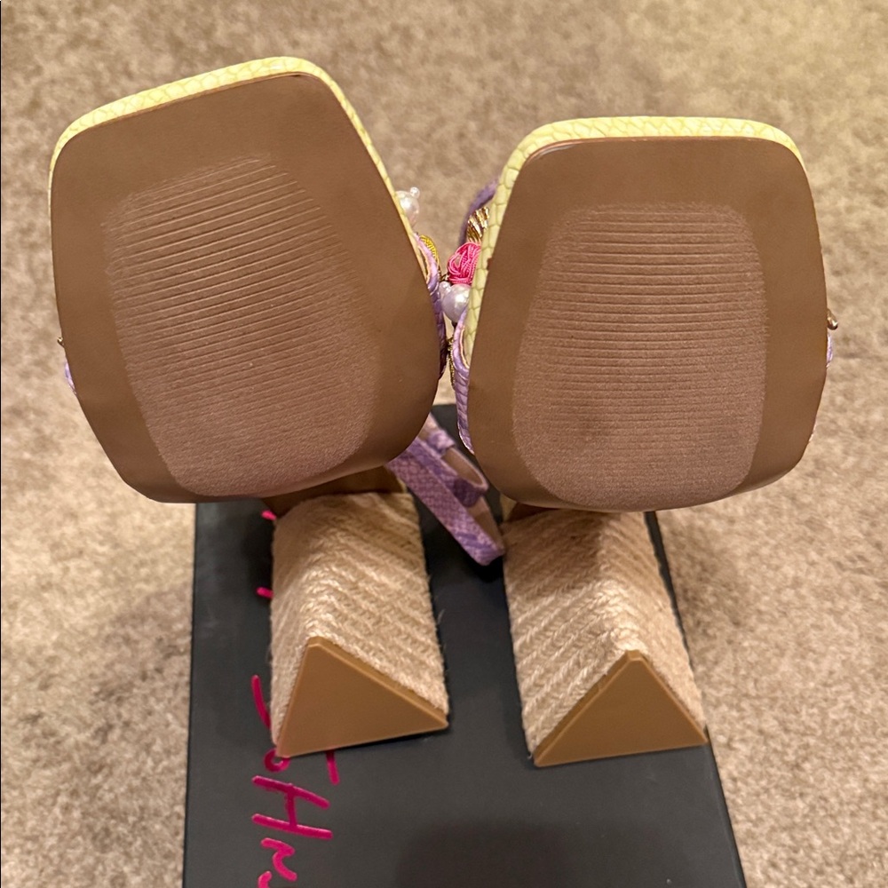 Betsey Johnson Yellow and Purple Embellished Heels - Picture 7 of 8